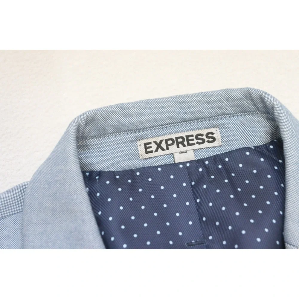 Express Blazer Mens 36S Light Blue Two Button Notch Lapel Slim Fit